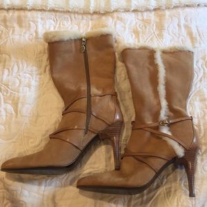Suede and Faux Fur Heeled Boots